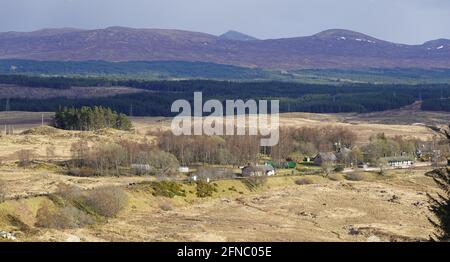 Stazione di Rannoch una stazione ferroviaria isolata sulla linea ferroviaria delle Highland occidentali Scottish Highlands, Regno Unito Foto Stock