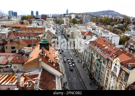 Vista aerea di Sarajevo, Bosnia-Erzegovina Foto Stock