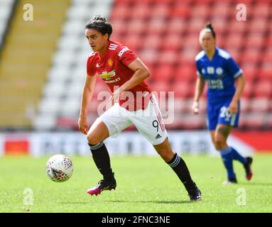 Leigh, Regno Unito. 16 maggio 2021. Jess Sigsworth (9 Manchester United) durante la quinta partita della Coppa delle donne fa tra Manchester United e Leicester City al Leigh Sports Village di Leigh, Inghilterra. Credit: SPP Sport Press Photo. /Alamy Live News Foto Stock