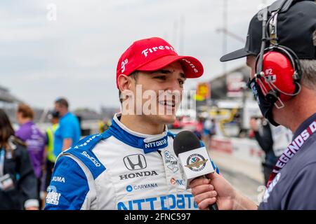 Indianapolis, Indiana, Stati Uniti. 15 maggio 2021. ALEX PALOU (10) di Barcellona, la Spagna termina 3° al Gran Premio GMR al circuito automobilistico di Indianapolis, Indiana. Credit: Eddie Hurskin Grindstone Media/ASP/ZUMA Wire/Alamy Live News Foto Stock