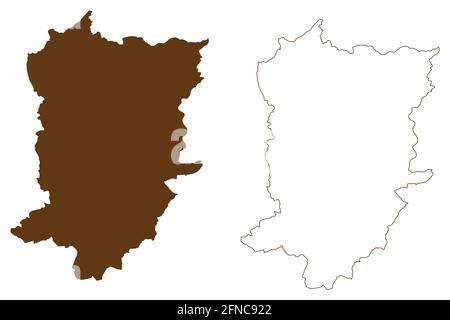 Distretto di Hoxter (Repubblica federale di Germania, Stato della Renania settentrionale-Vestfalia, NRW, regione di Detmold) illustrazione vettoriale mappa, schizzo scrimolo Hoxter ma Illustrazione Vettoriale