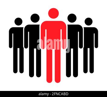 Raggruppamento persone icona piatta isolato su sfondo bianco. Simbolo del lavoro di squadra. Illustrazione del vettore di leadership . Illustrazione Vettoriale