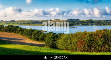 Vista da Klein Zicker verso Gross Zicker, Meclemburgo-Pomerania occidentale, Germania Foto Stock