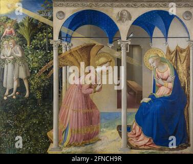 Fra - Beato - Angelico, l'Annunciazione - pannello principale, 1432, tempera su legno, Museo del Prado, Madrid, Spagna. Foto Stock