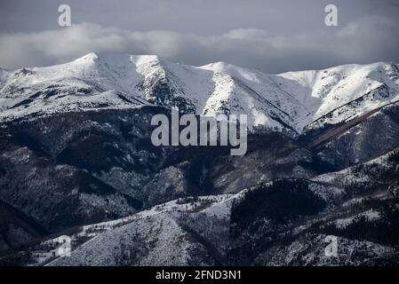 Vallespir visto da vicino al col de la cella, vicino a Prats de Molló (Pirenei Orientali, Francia) Foto Stock