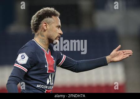 Neymar da Silva Santos Junior - Neymar Jr (PSG) ha reagito durante il campionato francese Ligue 1 partita di calcio tra Parigi Saint-Germain e Stade de Reims, il 16 maggio 2021 allo stadio Parc des Princes di Parigi, Francia - Foto Stephane Allaman / DPPI / LiveMedia Foto Stock