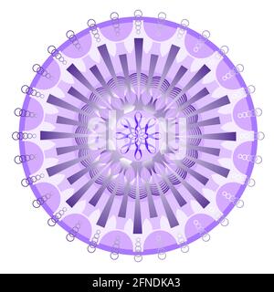Porpora misteri mandala, tradizionale ornamento cerchio orientale per la meditazione e l'addestramento spirituale Illustrazione Vettoriale
