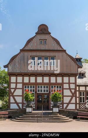 La biblioteca nell'ex inalatorio dell'architetto Wilhelm Jost, Bad Nauheim, Germania Foto Stock