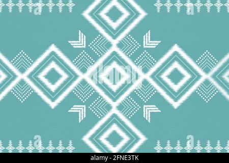 Geometric etnico orientale ikat modello senza giunture tradizionale design per sfondo, tappeto, carta da parati, abbigliamento, wrapping, batik, tessuto. Ricamo stile Illustrazione Vettoriale