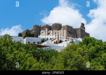 Sito patrimonio dell'umanità dell'UNESCO, Monastero di San Giovanni Teologo, Chora, Patmos, Grecia Foto Stock