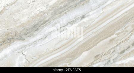 design in marmo onice di colore bianco con venature trasversali naturali superficie lucidata a trama Foto Stock