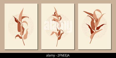 Un set moderno universale di modelli d'arte. Adatto per biglietti d'auguri, biglietti per le vacanze, biglietti aziendali e inviti. Disegno astratto. Illustratio vettoriale Illustrazione Vettoriale