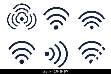 Imposta le icone icona wi-fi piatta.su sfondo bianco Illustrazione Vettoriale