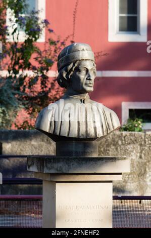 Busto di Giorgio da Sebenico (Juraj Dalmatinac), scultore e architetto croato del XV secolo, famoso per i suoi lavori sulla Cattedrale di Šibenik Foto Stock