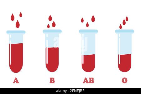Provette in vetro con sangue. Tipo di sangue Illustrazione Vettoriale