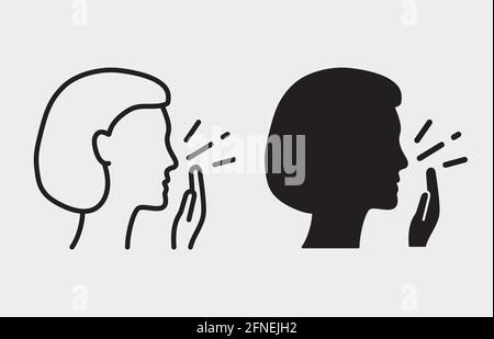 Icona di tosse della donna. Illustrazione vettoriale isolata in bianco. Illustrazione Vettoriale