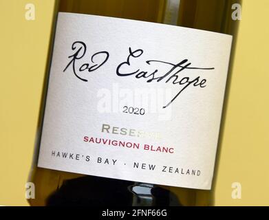 Etichetta del vino. Rod Easthope. 2020. Riserva. Sauvignon Blanc. Hawke's Bay Nuova Zelanda. Foto Stock
