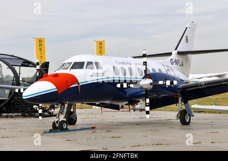 Cranfield University BAe31 G-NFLA al Farnborough International Airshow, UK, 2010. National Flying Laboratory Center. Mostra commerciale Foto Stock