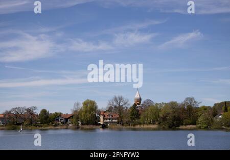 Lago di Wessling, Wesslinger See, alta Baviera, Germania, Europa. Foto Stock