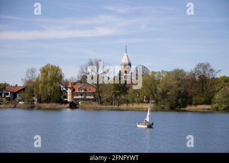 Lago di Wessling, Wesslinger See, alta Baviera, Germania, Europa. Foto Stock