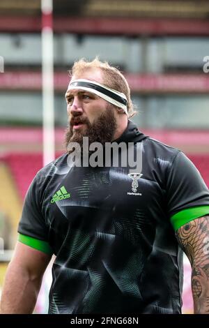 15.5.2021 Leicester, Inghilterra. Rugby Union. Joe Marler di Quins durante il riscaldamento per il Gallagher Premiership round 19 partita giocata b Foto Stock