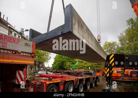 Immagine scattata durante una visita alla stampa del cantiere, organizzata da Infrabel in occasione della ristrutturazione della ferrovia Foto Stock