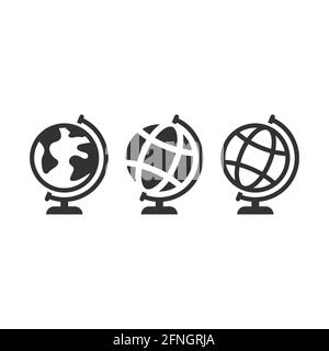 Icona vettore nero Globus. Simbolo del globo terrestre del pianeta. Illustrazione Vettoriale