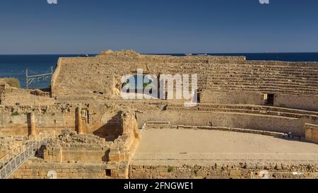 Tarragona città. Anfiteatro romano, patrimonio dell'UNESCO (Catalogna, Spagna) ESP: Ciudad de Tarragona. Anfiteatro romano , patrimonio de la Unesco, Cataluña Foto Stock