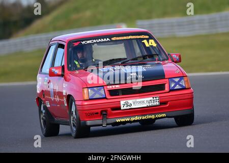 Gavin Johnson, Vauxhall Nova GTE, 1980's Production Car Challenge, Historic Sports Car Club, HSCC, Jim Russell Trophy Meeting, aprile 2021, Snetterton, Foto Stock