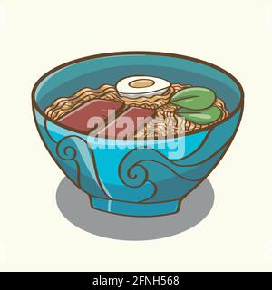 Vignetta vettore noodles zuppa isolato Illustrazione Vettoriale