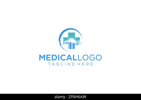 Modello di disegno del logo della farmacia medica.- vettore. Illustrazione Vettoriale