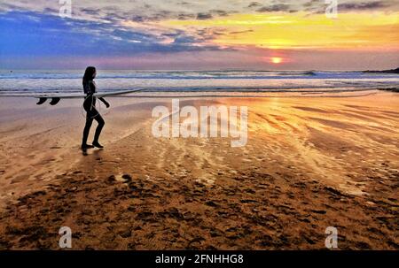 Staycation intorno a Croyde Bay, Devon, Regno Unito 2021 Foto Stock