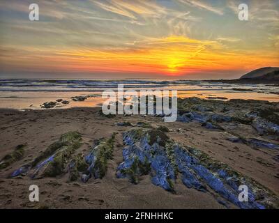 Staycation intorno a Croyde Bay, Devon, Regno Unito 2021 Foto Stock