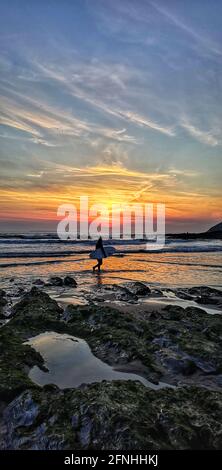 Staycation intorno a Croyde Bay, Devon, Regno Unito 2021 Foto Stock