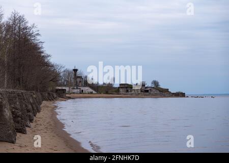 Fortificazioni Fort 'Reef' di Kronstadt. Parte occidentale dell'isola di Kotlin, Russia Foto Stock