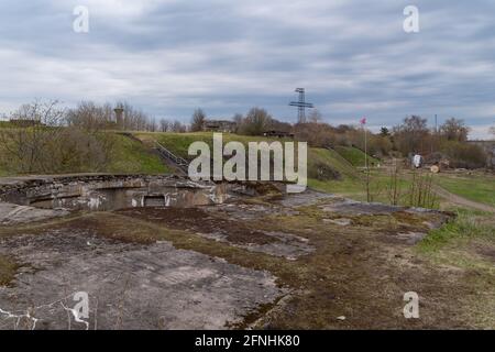 Fortificazioni Fort 'Reef' di Kronstadt. Parte occidentale dell'isola di Kotlin, Russia Foto Stock