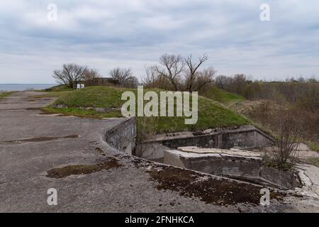 Fortificazioni Fort 'Reef' di Kronstadt. Parte occidentale dell'isola di Kotlin, Russia Foto Stock