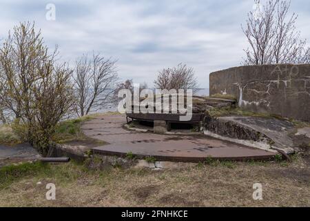 Fortificazioni Fort 'Reef' di Kronstadt. Parte occidentale dell'isola di Kotlin, Russia Foto Stock