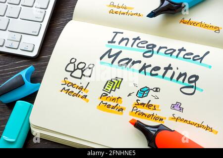 Struttura di marketing integrata manoscritta nel blocco note. Foto Stock