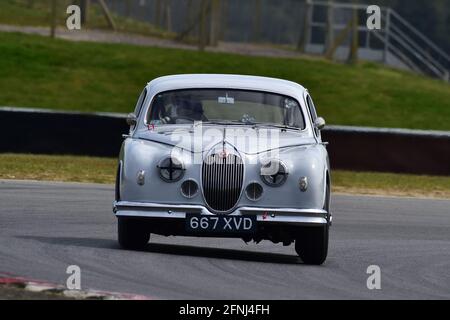 Simon Aldridge, Jaguar Mk1, Historic Touring Car Championship, Historic Sports Car Club, HSCC, Jim Russell Trophy Meeting, aprile 2021, Snetterton, NOR Foto Stock