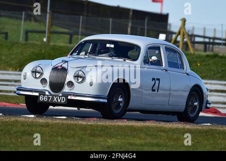 Simon Aldridge, Jaguar Mk1, Historic Touring Car Championship, Historic Sports Car Club, HSCC, Jim Russell Trophy Meeting, aprile 2021, Snetterton, NOR Foto Stock