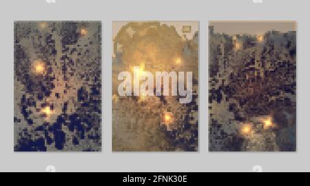 Blu scuro e oro con texture di geode e scintille. Background vettoriale astratto nella tecnica dell'inchiostro alcolico. Vernice moderna con glitter. Set di Illustrazione Vettoriale