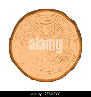 Tagliare gli anelli dell'albero. Clipart vettoriali. Illustrazione Vettoriale