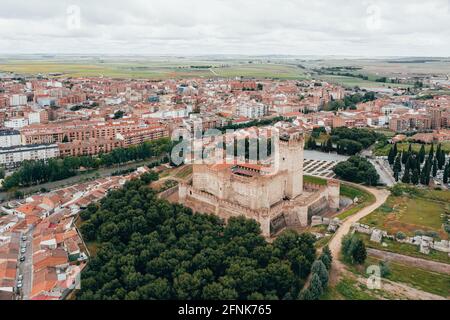 Veduta aerea del Castillo de la Mota a Medina del campo, Valladolid Foto Stock