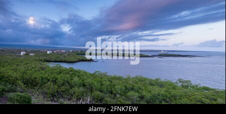 Vista del porto di Puerto Ayora da uno dei punti panoramici situato a Foto Stock