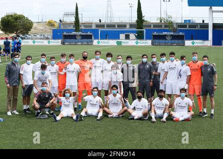 Getafe, Spagna. 16 maggio 2021. Real Madrid Juvenil B team group (Real) Calcio : Spagnolo 'Liga Nacional Juvenil' Group 12 seconda partita tra Getafe CF Juvenil B 0-2 Real Madrid CF Juvenil B alla Ciudad Deportiva Getafe, Spagna . Credit: Mutsu Kawamori/AFLO/Alamy Live News Foto Stock