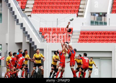 Hanazono Rugby Stadium, Higashi Osaka, Giappone. 16 maggio 2021. Finau Tupa (), 16 MAGGIO 2021 - Rugby : Giappone Rugby Top League 2021 Semifinale match tra Suntory Sungoliath 26-9 Kubota Spears al Hanazono Rugby Stadium, Higashi Osaka, Giappone. Credit: SportsPressJP/AFLO/Alamy Live News Foto Stock