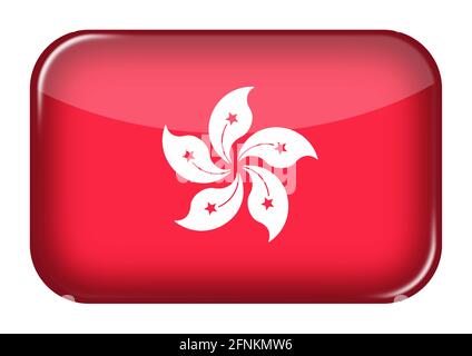Icona web di Hong Kong pulsante rettangolo con tracciato di ritaglio 3d illustrazione Foto Stock