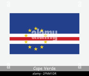 Bandiera nazionale di Capo Verde. Bandiera nazionale di Cabo Verde. Repubblica di Cabo Verde Banner dettagliato. File di taglio dell'illustrazione del vettore EPS Illustrazione Vettoriale