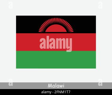 Bandiera Nazionale del Malawi. Bandiera Malawia. Bandiera dettagliata della Repubblica del Malawi. File di taglio dell'illustrazione del vettore EPS Illustrazione Vettoriale